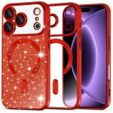Cumpara ieftin Husa MagSafe pentru Apple iPhone 18 Pro / 17 Pro, Techsuit, Luxury Glitter, Rosie