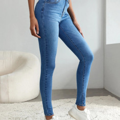 Blugi skinny fit, cu talie inalta, Tall, albastru, dama, Shein