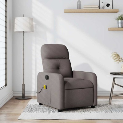 vidaXL Fotoliu de masaj rabatabil, gri taupe, material textil 374213 foto