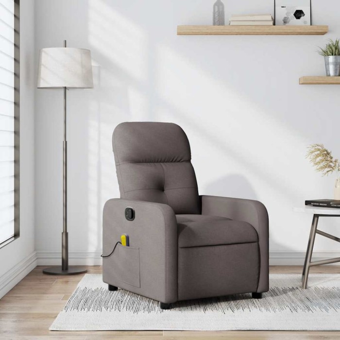 vidaXL Fotoliu de masaj rabatabil, gri taupe, material textil 374213