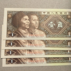 China 1 Jiao 1980 4 serii consecutive UNC