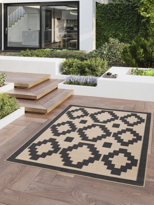 Covor Belgian, Rio 24523, Bej/Negru, Diverse Dimensiuni - 80x150 cm