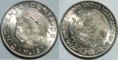 D2 Mexic 50 cents 1972 UNC foto