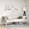 VidaXL Cadru de pat de zi cu headboard Alb 90 x 200 cm Oțel 42002652