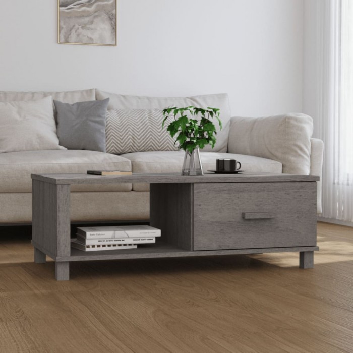 vidaXL Măsuţă de cafea, gri deschis, 100x55x35 cm, lemn masiv de pin