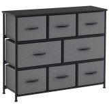 HOMCOM Comodă Chiffonnier Mobilier de Depozitare 8 sertare Pliabile din Țesătură 100 x 30 x 78,5 cm Gri &icirc;nchis | Aosom Romania