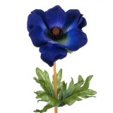 Floare Artificială Anemona, Tulpină Scurtă, Culoare Albastru, 40 cm, Plastic, Oem