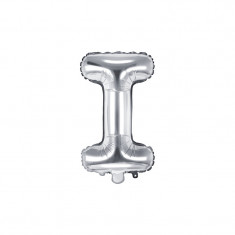 Balon Folie Litera I Argintiu, 35 cm