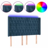 Cumpara ieftin Tablie de pat cu LED, albastru inchis, 147x16x118/128cm catifea
