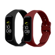 Set 2 curele kwmobile pentru Samsung Galaxy Fit 2, Silicon, Negru/Rosu, 53962.17 foto