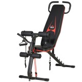 HOMCOM Bancă de haltere reglabilă cu benzi elastice pentru antrenamente acasă, 6 trepte spătar &icirc;nclinat, suport p&acirc;nă la 150 kg, oțel, piele ecologică,