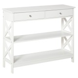 HOMCOM Consolă, cu 2 Sertare și Rafturi Reglabile, Design Modern, Structură Solidă cu Sistem Anti-Răsturnare, 100x30.5x80 cm, Albă | Aosom Romania