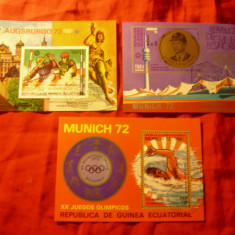 3 Blocuri Guineea Ecuatorial 1972 Olimpiada Munchen , stampilate