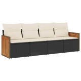 Cumpara ieftin Set mobilier de gradina cu perne, 4 piese, negru, poliratan