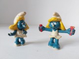 Lot 2 figurine Strumf - Jucarie cauciuc smurf, Peyo,cca 6 cm, cauciuc, vintage, anii 80