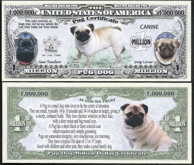 !!! SUA = FANTASY NOTE = PUG DOG - 2016 - UNC / SERIA DOG LOVER foto
