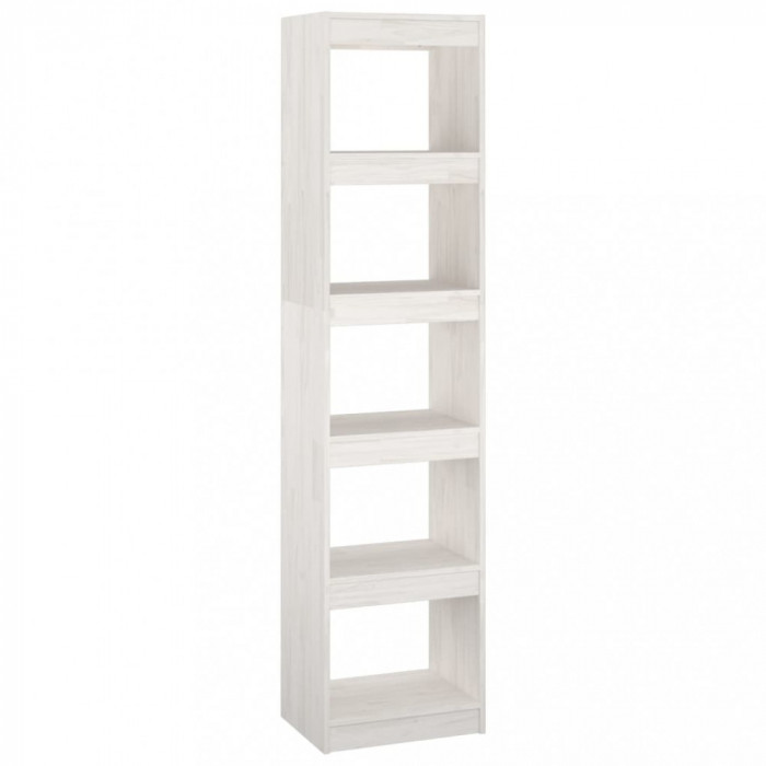 Bibliotecă/Separator cameră, alb, 40x30x167,5 cm lemn masiv pin