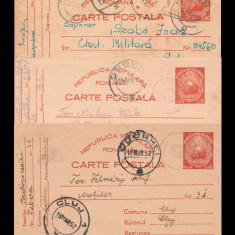 1952 Romania - Lot 3 intreguri postale cu supratipare reforma monetara OF. PTTR