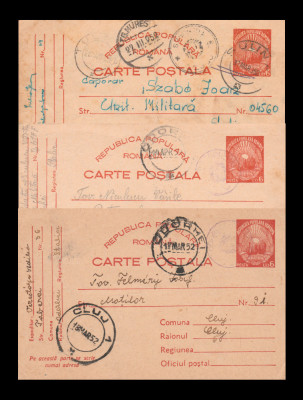 1952 Romania - Lot 3 intreguri postale cu supratipare reforma monetara OF. PTTR foto