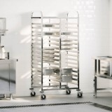 Cărucior cu tăvi cu 32 containere GN oțel inoxidabil