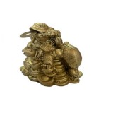 Statueta Feng Shui din rasina cu Broasca Testoasa si Broasca Raioasa pe monede