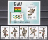 Ghana 1984 - Jocurile Olimpice - Los Angeles, SUA - C&acirc;știgători, SUPRATIPAR AURIT, Serie + Colita, MNH