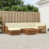 vidaXL Set de canapele de exterior cu pernă 7 pcs Natural și Crem 3383598