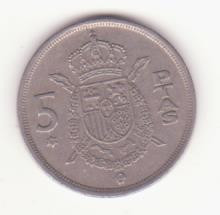 Spania 5 pesetas 1975 (79 &amp;icirc;n stea) -Juan Carlos I. foto