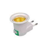 Adaptor Priza EU la Bec E27 cu Intrerupator On/Off, Convertor 100-240V, Alb, 7x4.5cm