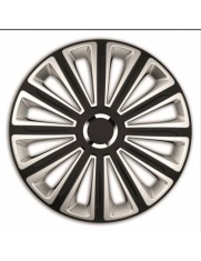 Set capace roti 16` silver&amp;black cu inel cromat trend 4buc