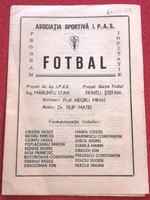 Program fotbal-editat de IPA SIBIU (programul turului camp div C 1975-1976) foto