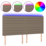 Cumpara ieftin Tablie de pat cu LED, gri taupe, 180x5x118/128 cm, textil