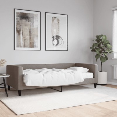 vidaXL Pat de zi cu saltea, gri taupe, 90x200 cm, textil 3196563 foto