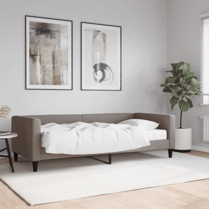 vidaXL Pat de zi cu saltea, gri taupe, 90x200 cm, textil 3196563