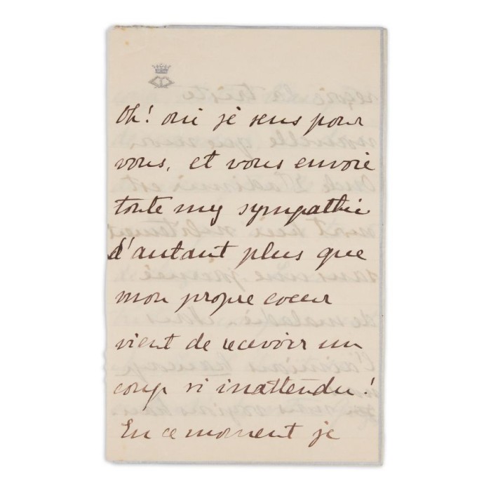 Principesa Maria a Rom&acirc;niei (Viitoarea Regina Maria a Rom&acirc;niei), scrisoare despre moartea unchiului său, februarie 1909