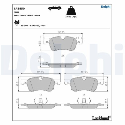DELPHI LP3850 set placute frana disc foto