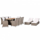 VidaXL Set mobilier de exterior, 11 piese, poliratan