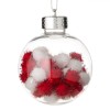 Glob Crăciun, Transparent, Pompon Alb și Roșu, Diametru 8cm, Oem