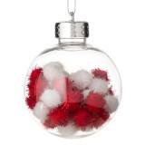 Glob Crăciun, Transparent, Pompon Alb și Roșu, Diametru 8cm, Oem
