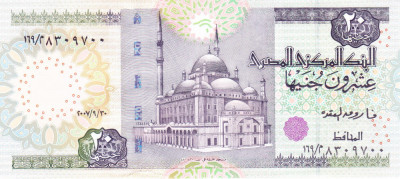 Bancnota Egipt 20 Pounds 2007 - P65e UNC ( vezi descriere ) foto