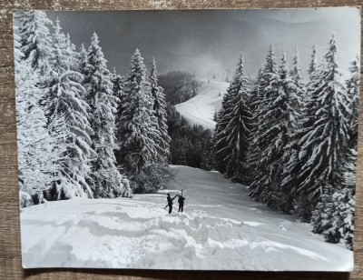 Schiori in muntii Romaniei// fotografie de presa, perioada comunista foto