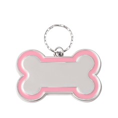 Medalion pentru Caini si Pisici in forma de Os, 3cm, Ropet, Roz