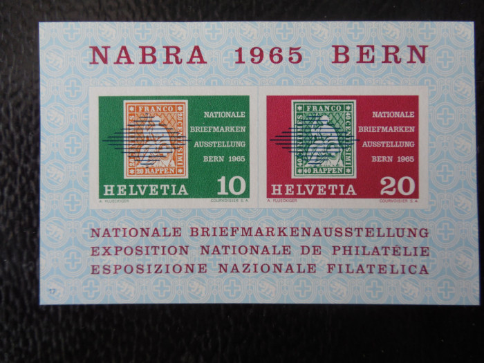 ELVETIA-EXPO FILATELICA NABRA 1965-BLOC-NESTAMPILAT