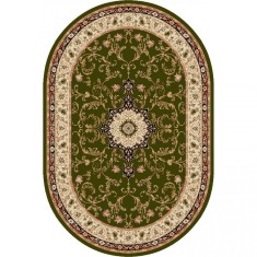 Covor Oval Model Lotos 523-310, Marime 60 x 110 cm, Verde, Inaltime Fir 8 mm, Antialergic, Polipropilena, Living, Dormitor, Sufragerie, Birou
