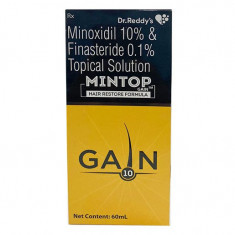 Solutie, Dr. Reddy&#039;s, Gain 10, impotriva Caderii Parului, Minoxidil 10% si Finasteride 0.1%, Pipeta