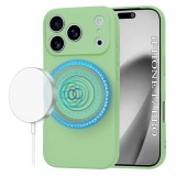 Husa silicon iPhone 17 Pro Asteroid GSM SoftFlex MagSafe, verde deschis