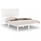 Cumpara ieftin Cadru de pat mic dublu, alb, 120x190 cm, lemn masiv