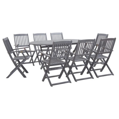 Gossi set mobilier de gradina, 9 piese, gri, lemn masiv de acacia foto