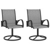 Set 2 Scaune Gradina Pivotante Gossi Gri, Otel si Textilena, Confortabile, Exterior, Rezistente UV