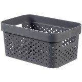 Cutie depozitare Curver Infinity Recycled, plastic reciclat, manere, 4.5 L, gri, 26 x 17.5 x 12.3 cm